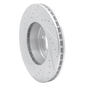 BMW 650I Coupe Brake Rotor (1) - Front Right - R1 Concepts - Drilled & Slotted - Silver - `04-`10